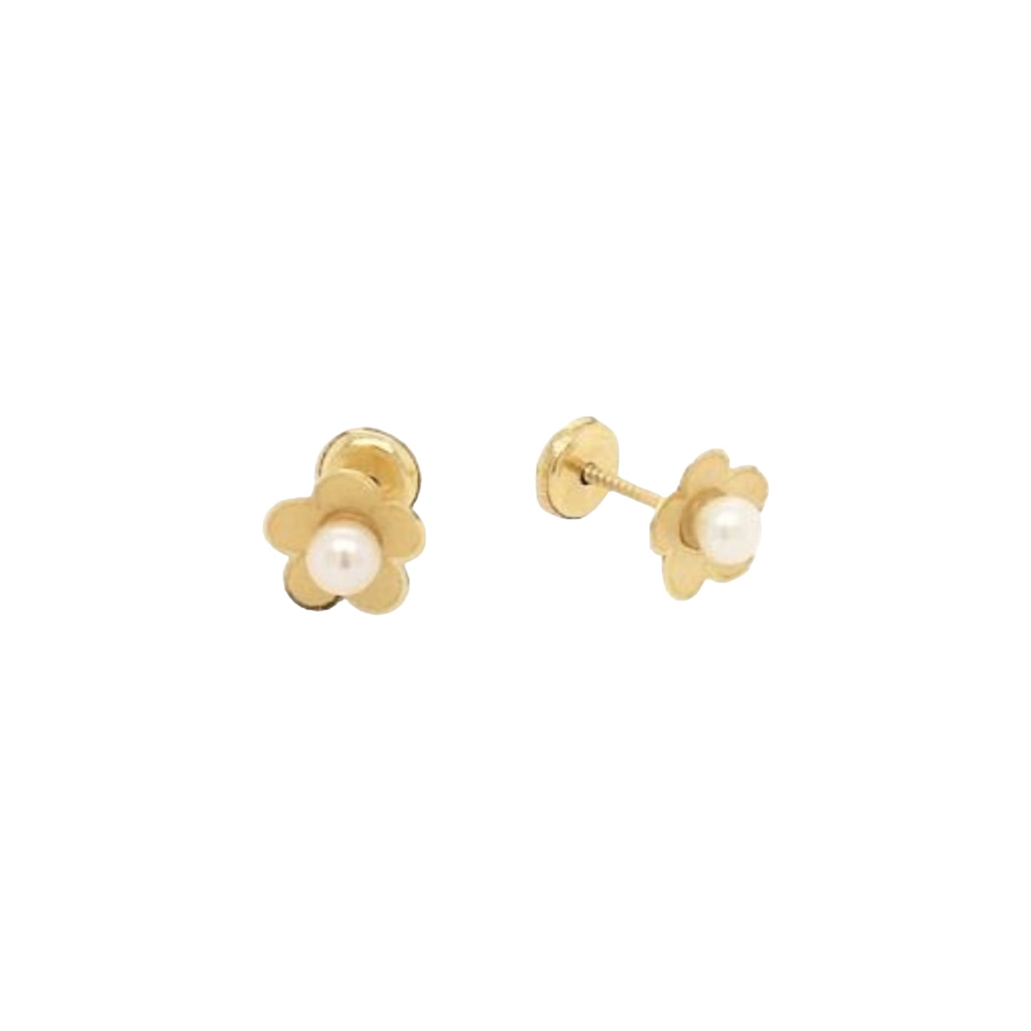 Aretes de Oro con Terminado de Brocha y Perla