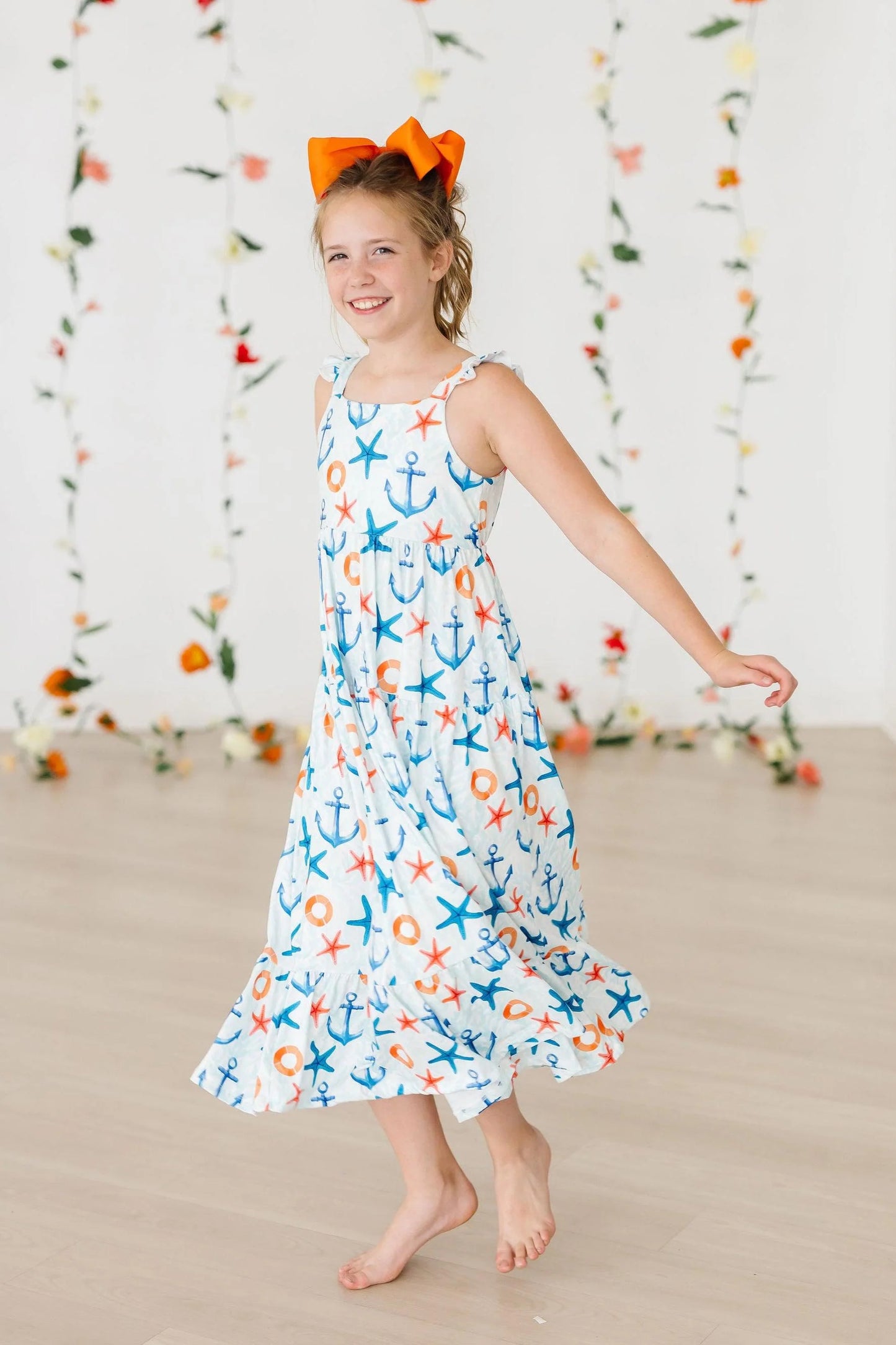 ANCHORS AWAY RUFFLE MAXI DRESS